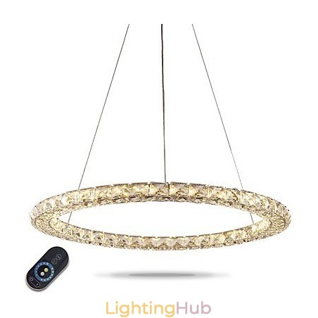 Ring Crystal Pendant Light Modern Crystal Chandelier Ceiling Lights Indoor Lamp Fixtures Dimmable with Remote Control Ring Crystal Pendant Light Modern Crystal Chandelier Ceiling Lights Indoor Lamp Fixtures Dimmable with Remote Control