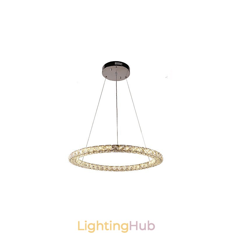 Ring Crystal Pendant Light Modern Crystal Chandelier Ceiling Lights Indoor Lamp Fixtures Dimmable with Remote Control