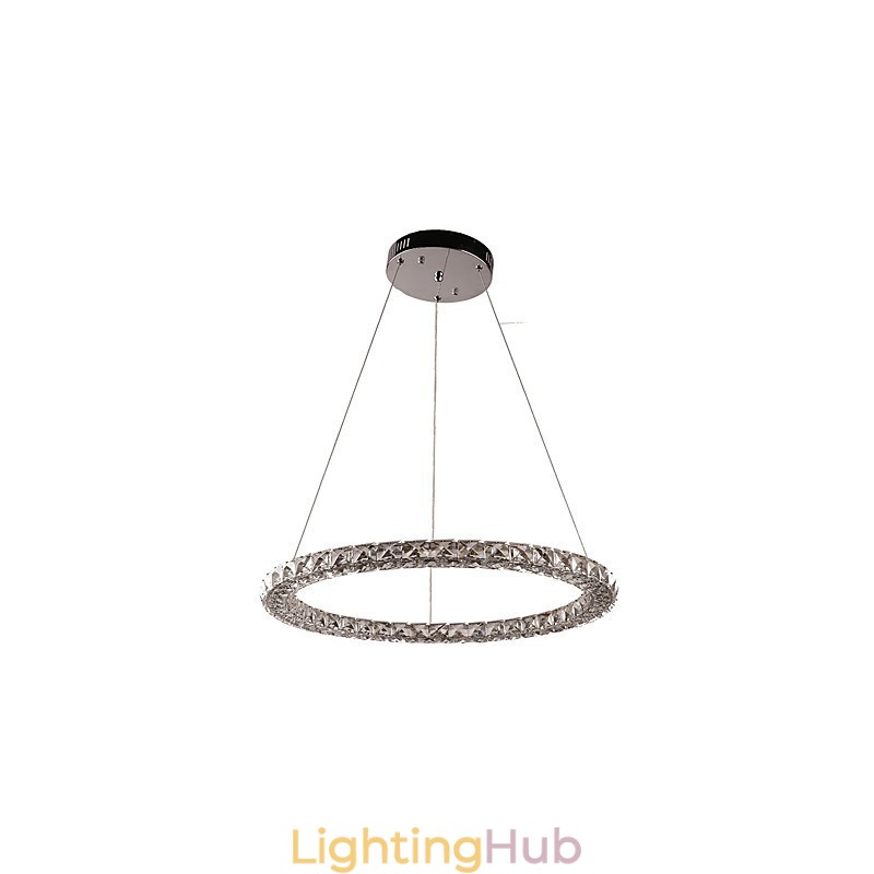 Ring Crystal Pendant Light Modern Crystal Chandelier Ceiling Lights Indoor Lamp Fixtures Dimmable with Remote Control
