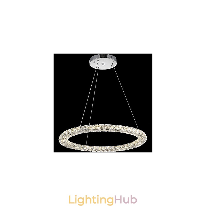 Ring Crystal Pendant Light Modern Crystal Chandelier Ceiling Lights Indoor Lamp Fixtures Dimmable with Remote Control