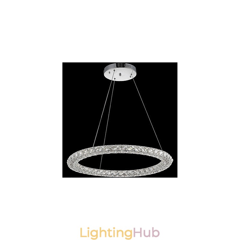 Ring Crystal Pendant Light Modern Crystal Chandelier Ceiling Lights Indoor Lamp Fixtures Dimmable with Remote Control