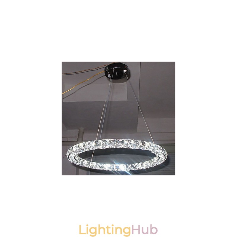 Ring Crystal Pendant Light Modern Crystal Chandelier Ceiling Lights Indoor Lamp Fixtures Dimmable with Remote Control