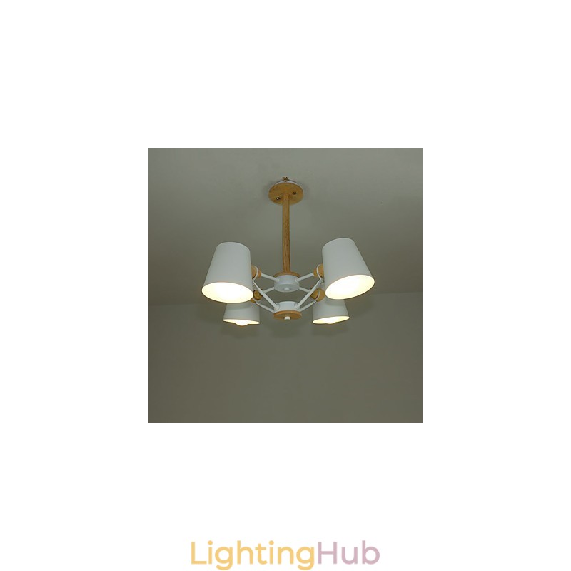 4 Light Multi Colours Macaron Wood Vintage Painting Feature Metal Chandelier