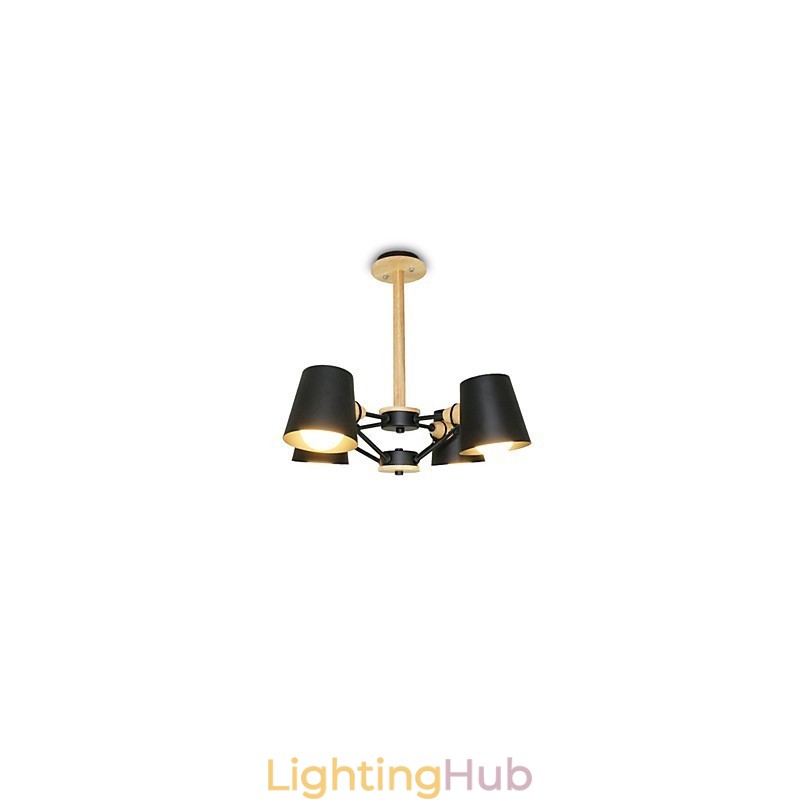 4 Light Multi Colours Macaron Wood Vintage Painting Feature Metal Chandelier