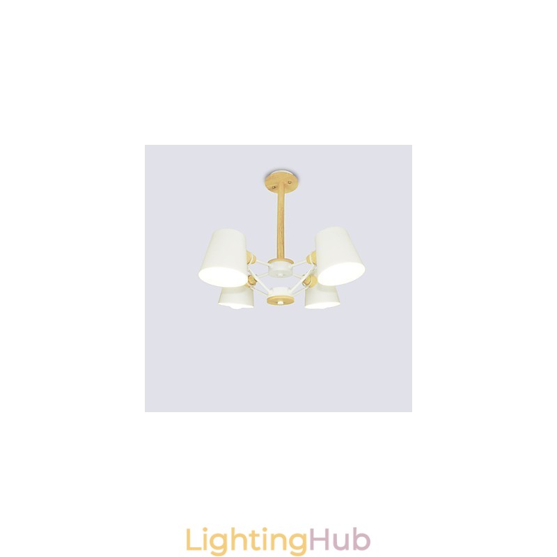 4 Light Multi Colours Macaron Wood Vintage Painting Feature Metal Chandelier