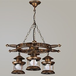 Rustic Lodge Vintage Retro Country Globe Painting Feature for Mini Style Designers Metal Chandelier