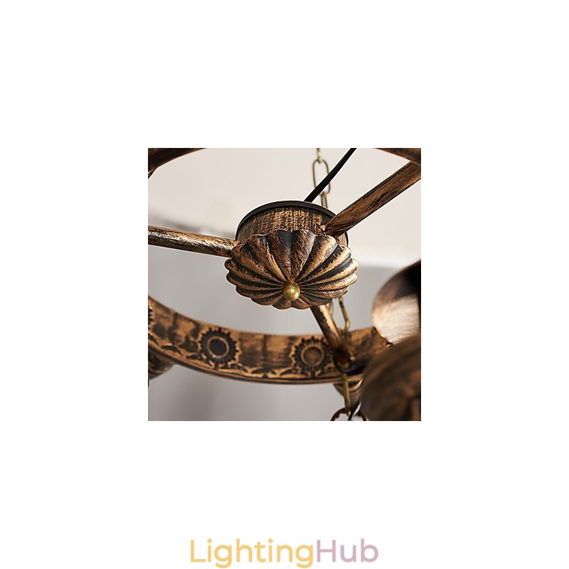 Rustic Lodge Vintage Retro Country Globe Painting Feature for Mini Style Designers Metal Chandelier