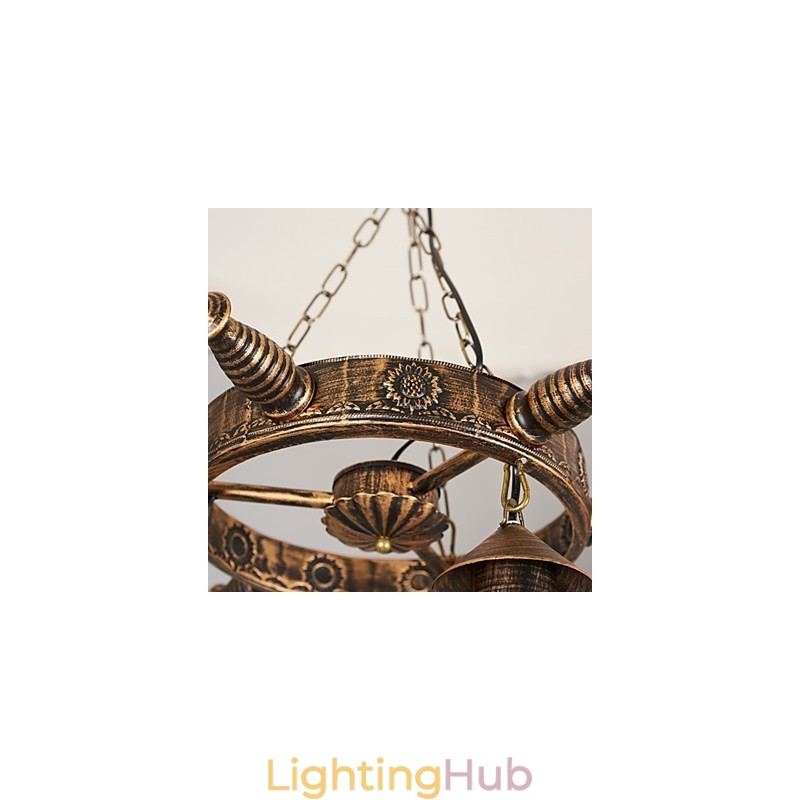 Rustic Lodge Vintage Retro Country Globe Painting Feature for Mini Style Designers Metal Chandelier