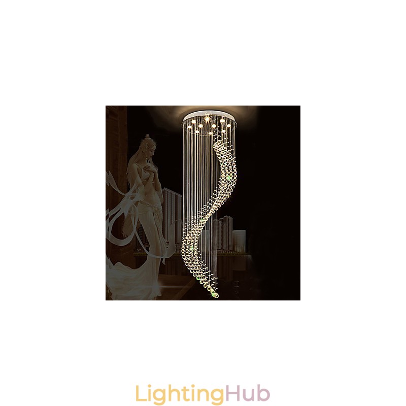Modern Crystal Ceiling Pendant Light Indoor Chandelier Home Hanging Lighting Chandelier Lamps Fixtures 3W WARM WHITE Bulbs