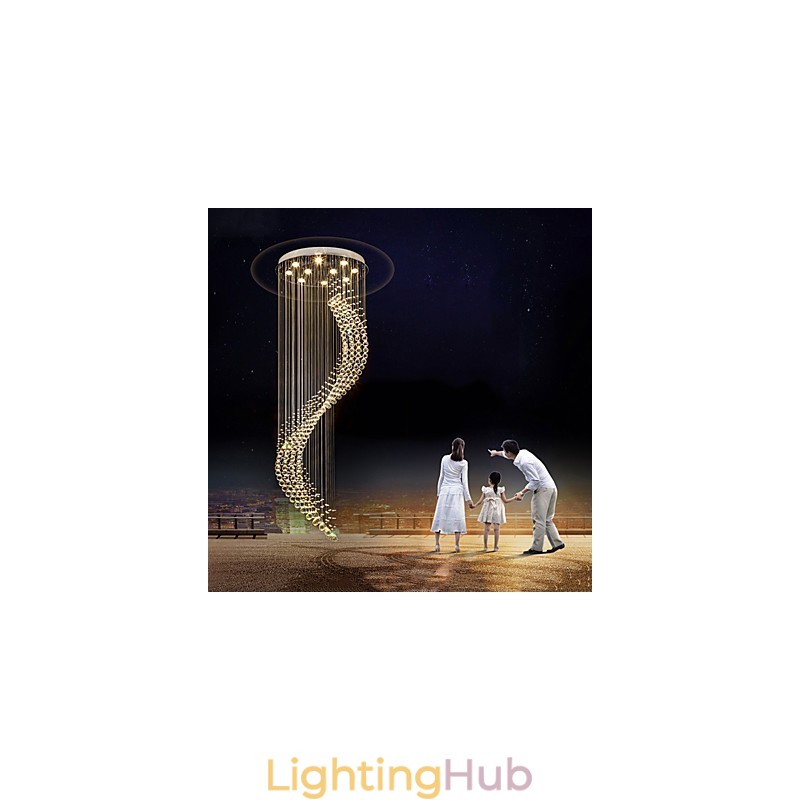 Modern Crystal Ceiling Pendant Light Indoor Chandelier Home Hanging Lighting Chandelier Lamps Fixtures 3W WARM WHITE Bulbs