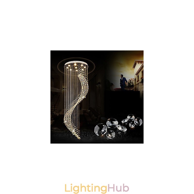 Modern Crystal Ceiling Pendant Light Indoor Chandelier Home Hanging Lighting Chandelier Lamps Fixtures 3W WARM WHITE Bulbs