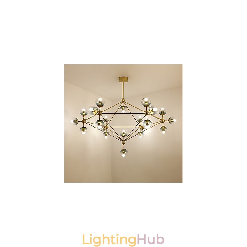 Twenty_one Light Post Modern Europe Style Modo Metal Glass Pendant Lamp the Foyer Decorate Industrial Chandelier Lamp