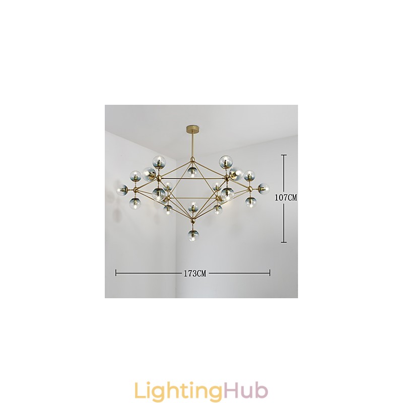 Twenty_one Light Post Modern Europe Style Modo Metal Glass Pendant Lamp the Foyer Decorate Industrial Chandelier Lamp