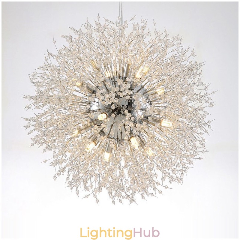 Firework Globe Dandelion Chrome Feature Crystal Metal Chandelier