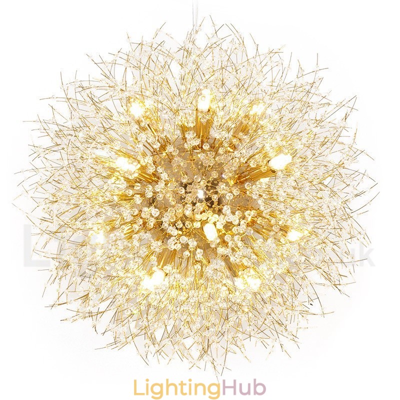 Firework Globe Dandelion Chrome Feature Crystal Metal Chandelier