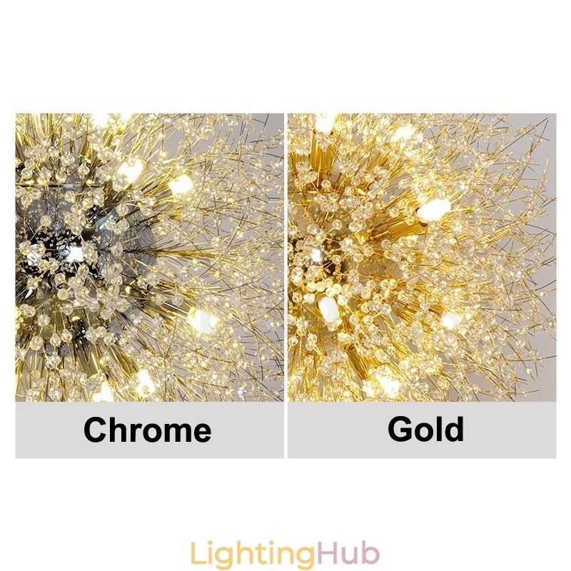 Firework Globe Dandelion Chrome Feature Crystal Metal Chandelier