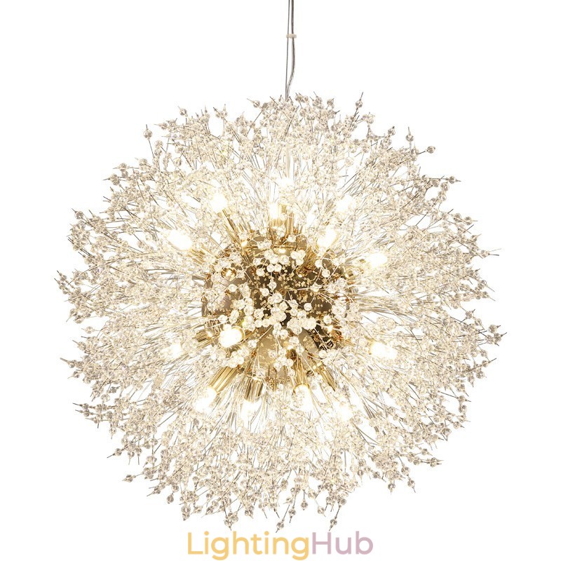 Firework Globe Dandelion Chrome Feature Crystal Metal Chandelier
