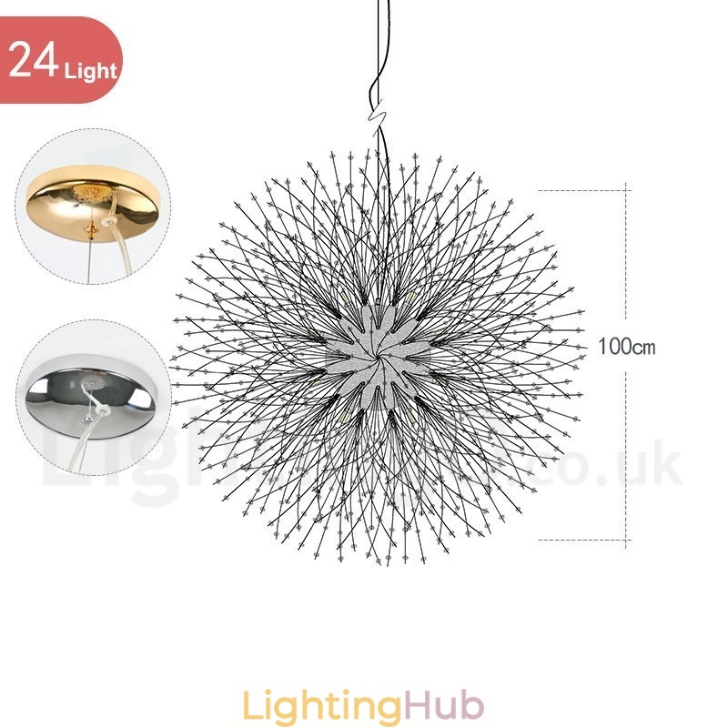 Firework Globe Dandelion Chrome Feature Crystal Metal Chandelier