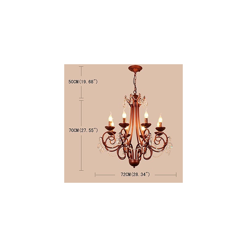 8 Lights Chandelier Modern Contemporary Traditional Lodge Vintage Retro Country Painting Feature for Crystal Metal