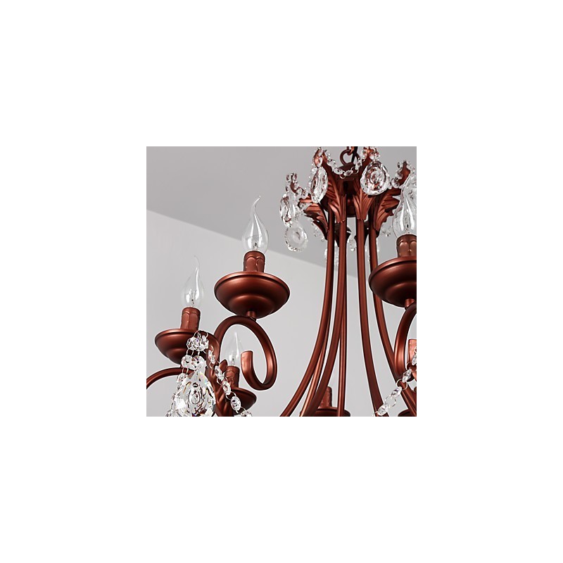 8 Lights Chandelier Modern Contemporary Traditional Lodge Vintage Retro Country Painting Feature for Crystal Metal