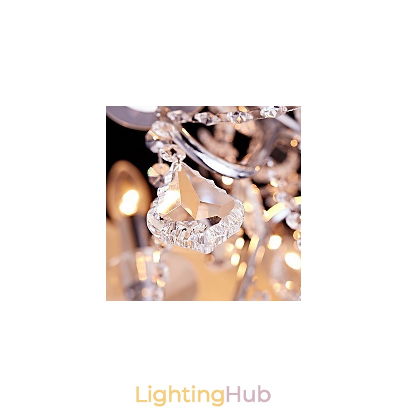 Modern Contemporary Traditional Classic Country Chrome Feature for Crystal Mini Style Designers Metal Chandelier