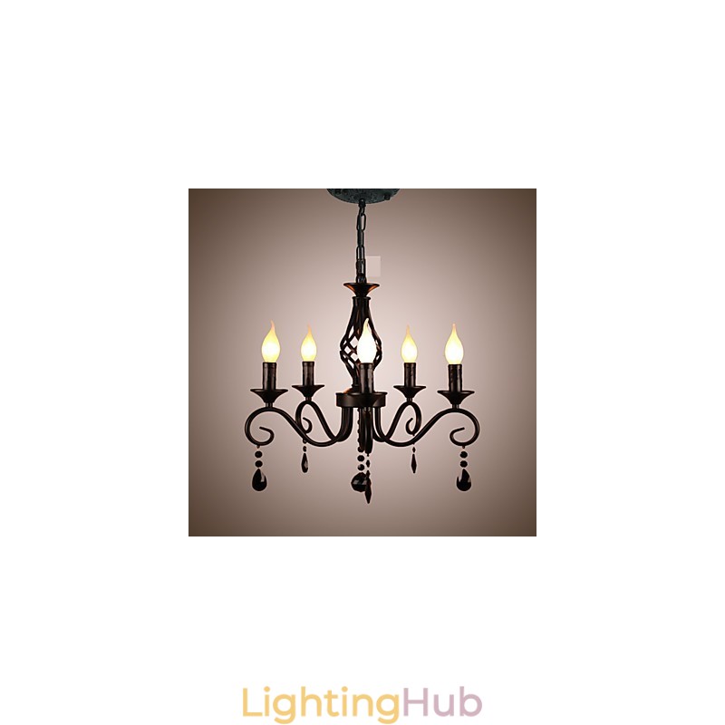 Traditional Crystal Chandelier Interior Lighting 5 Light Candles Simple Chandelier