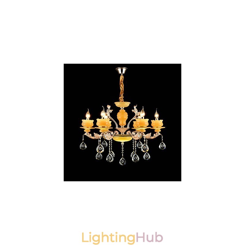 Traditional Classic Zinc Alloy Feature for Crystal Mini Style Metal 6 Bulbs Chandelier