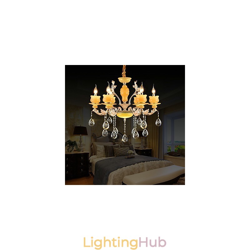 Traditional Classic Zinc Alloy Feature for Crystal Mini Style Metal 6 Bulbs Chandelier