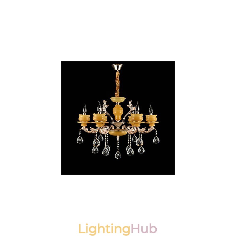 Traditional Classic Zinc Alloy Feature for Crystal Mini Style Metal 6 Bulbs Chandelier