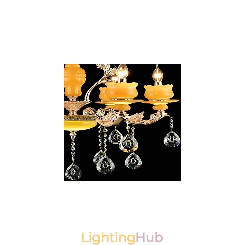 Traditional Classic Zinc Alloy Feature for Crystal Mini Style Metal 6 Bulbs Chandelier