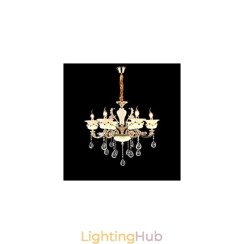 Traditional Classic Zinc Alloy Feature for Crystal Mini Style Metal 6 Bulbs Chandelier