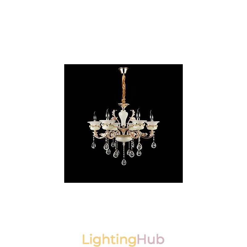 Traditional Classic Zinc Alloy Feature for Crystal Mini Style Metal 6 Bulbs Chandelier