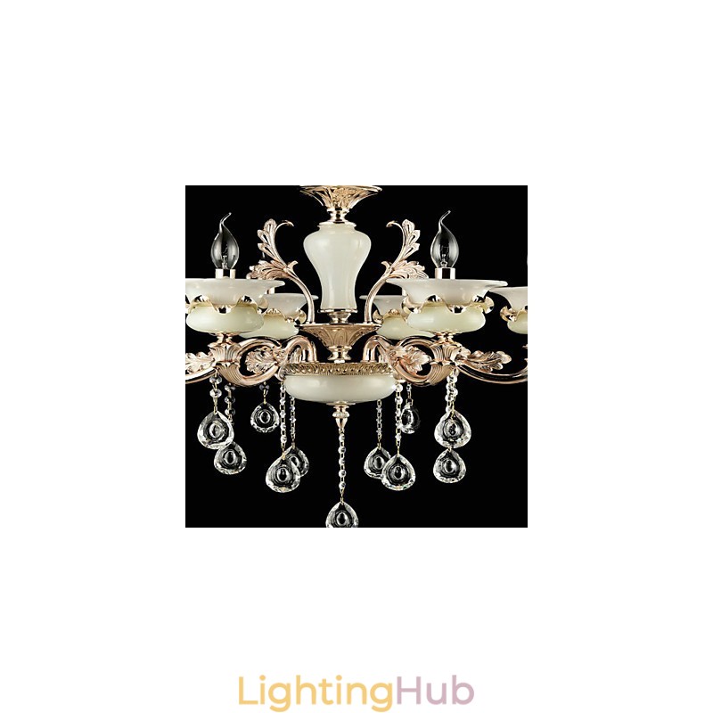 Traditional Classic Zinc Alloy Feature for Crystal Mini Style Metal 6 Bulbs Chandelier