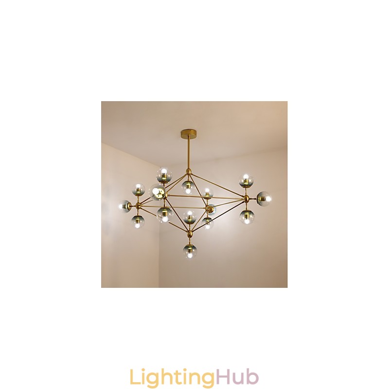 Fifteen Light Post Modern Europe Style Modo Metal Glass Pendant Lamp the Foyer Decorate Industrial Chandelier Lamp