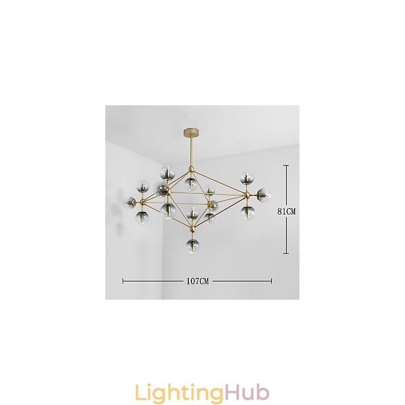 Fifteen Light Post Modern Europe Style Modo Metal Glass Pendant Lamp the Foyer Decorate Industrial Chandelier Lamp