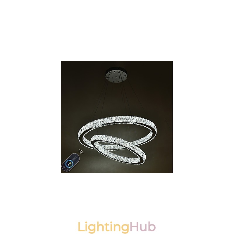 Indoor Crystal Chandelier Modern Pendant Light Ceiling Light Dimmable Lighting Lamp with Remote Control
