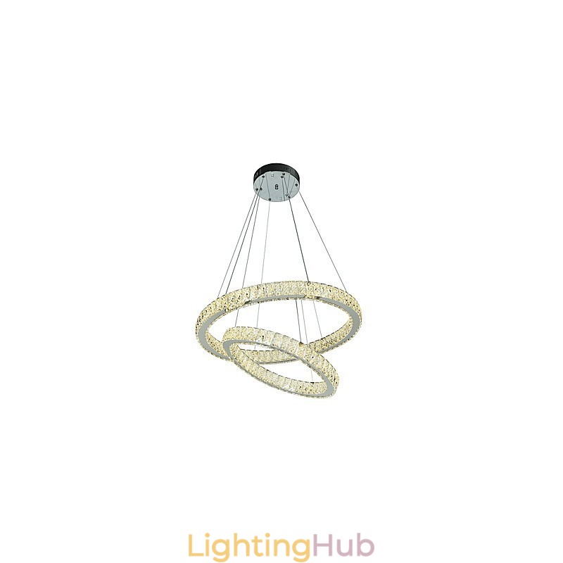 Indoor Crystal Chandelier Modern Pendant Light Ceiling Light Dimmable Lighting Lamp with Remote Control
