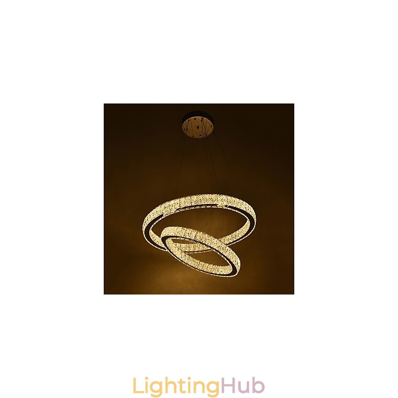 Indoor Crystal Chandelier Modern Pendant Light Ceiling Light Dimmable Lighting Lamp with Remote Control