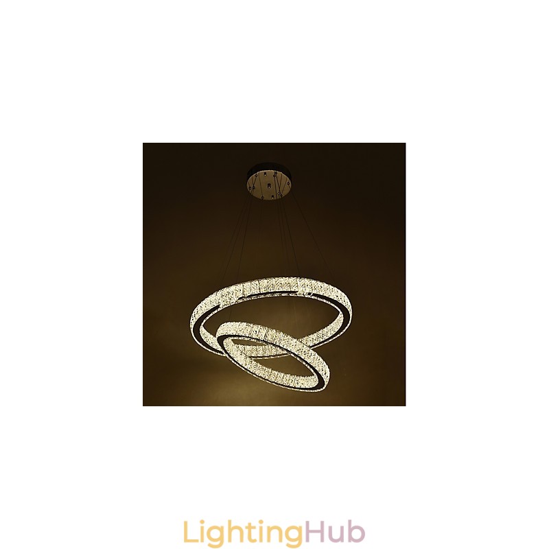 Indoor Crystal Chandelier Modern Pendant Light Ceiling Light Dimmable Lighting Lamp with Remote Control