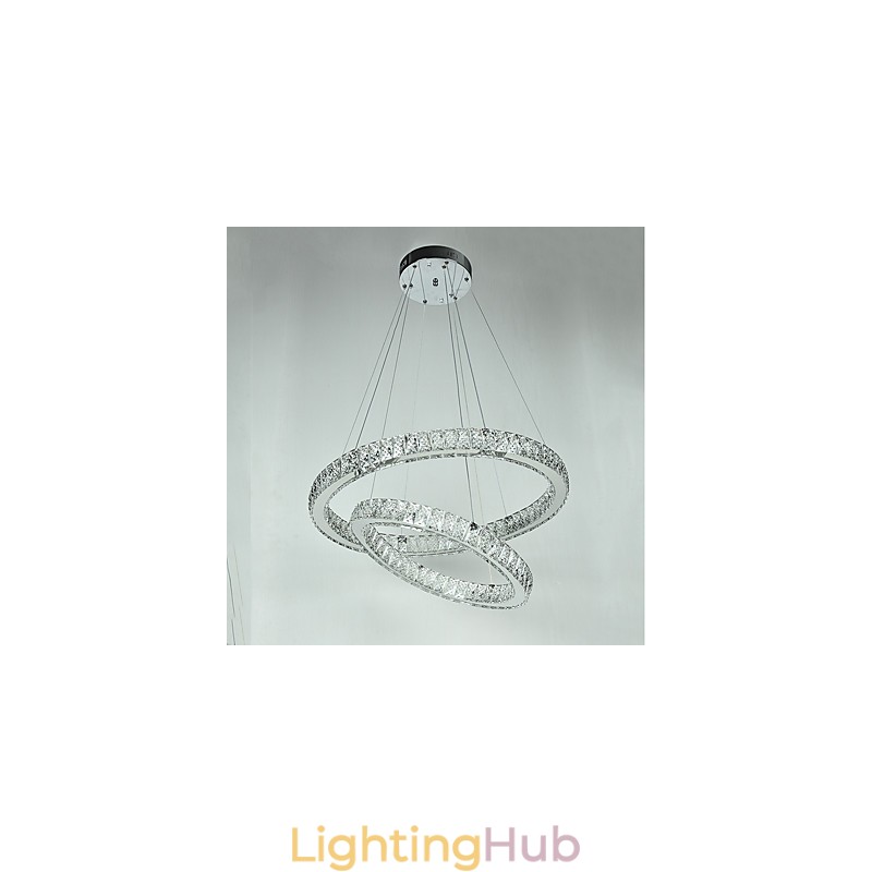 Indoor Crystal Chandelier Modern Pendant Light Ceiling Light Dimmable Lighting Lamp with Remote Control