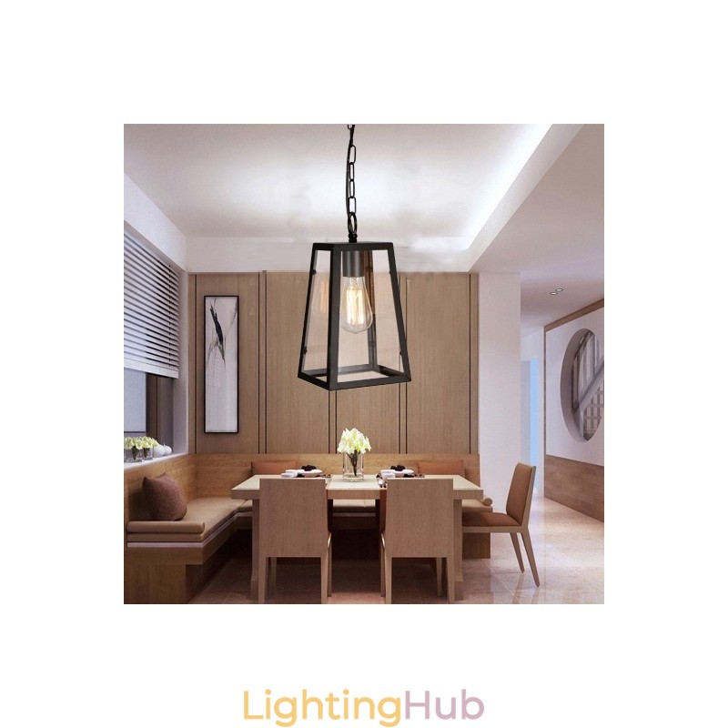 Vintage Metal Pendant Light with Glass Shade