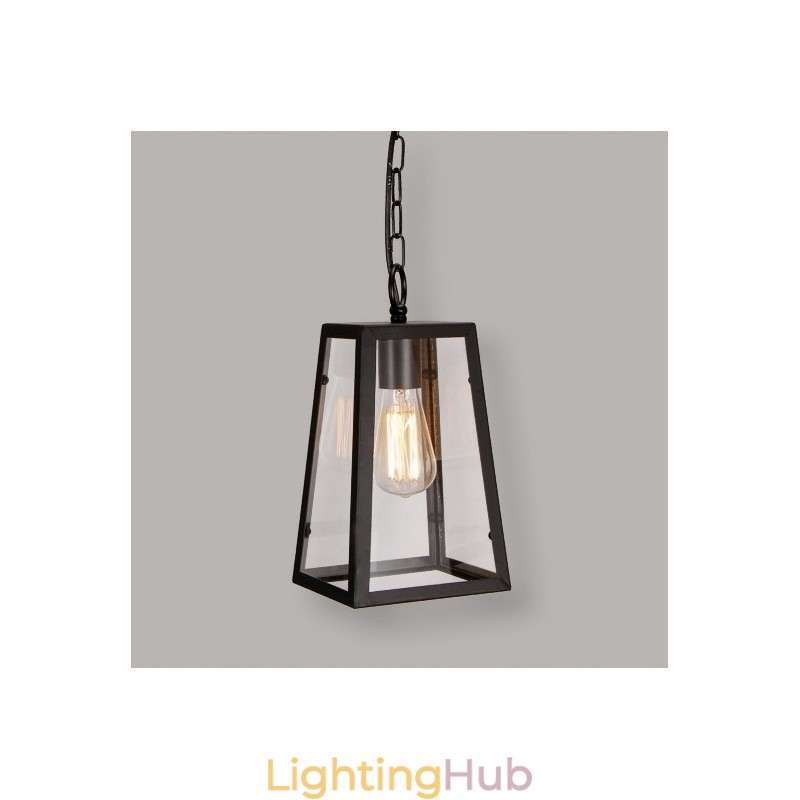 Vintage Metal Pendant Light with Glass Shade