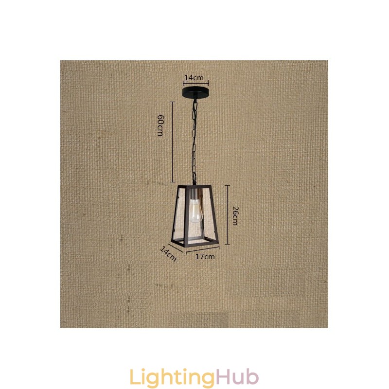 Vintage Metal Pendant Light with Glass Shade