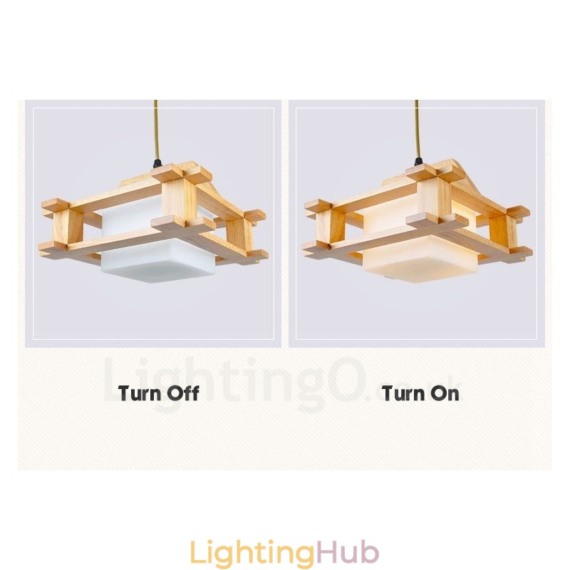 1 Light Wood Modern Contemporary Nordic style Pendant Light with Glass Shade