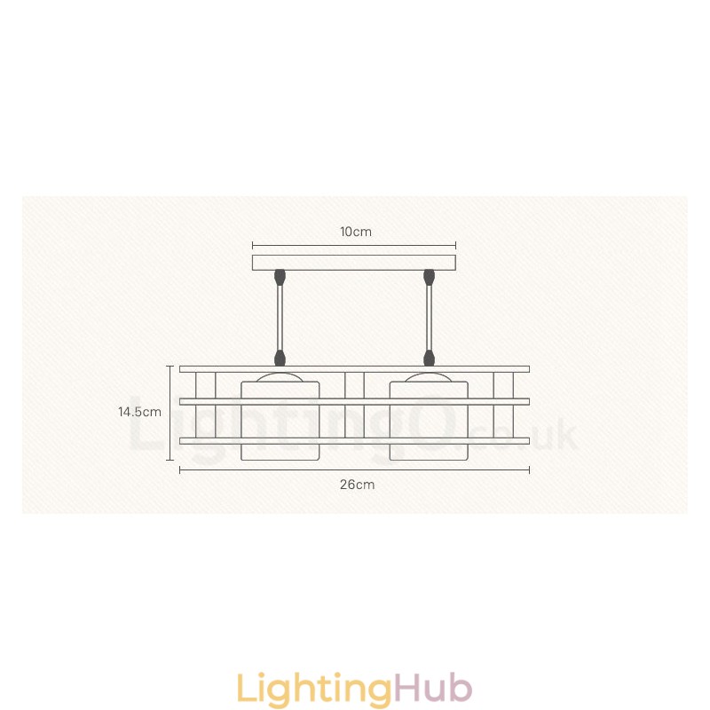 2 Light Wood Modern Contemporary Nordic style Pendant Light with Glass Shade