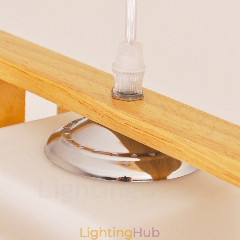 2 Light Wood Modern Contemporary Nordic style Pendant Light with Glass Shade