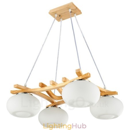 4 Light Wood Rustic Lodge Pendant Light with Glass Shade 4 Light Wood Rustic Lodge Pendant Light with Glass Shade