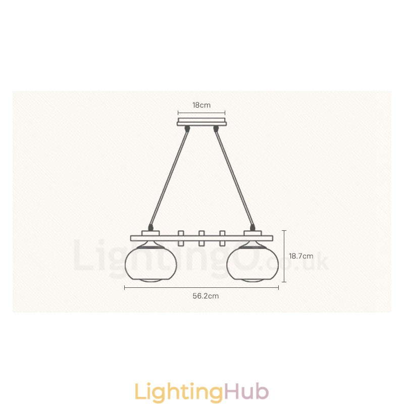4 Light Wood Rustic Lodge Pendant Light with Glass Shade
