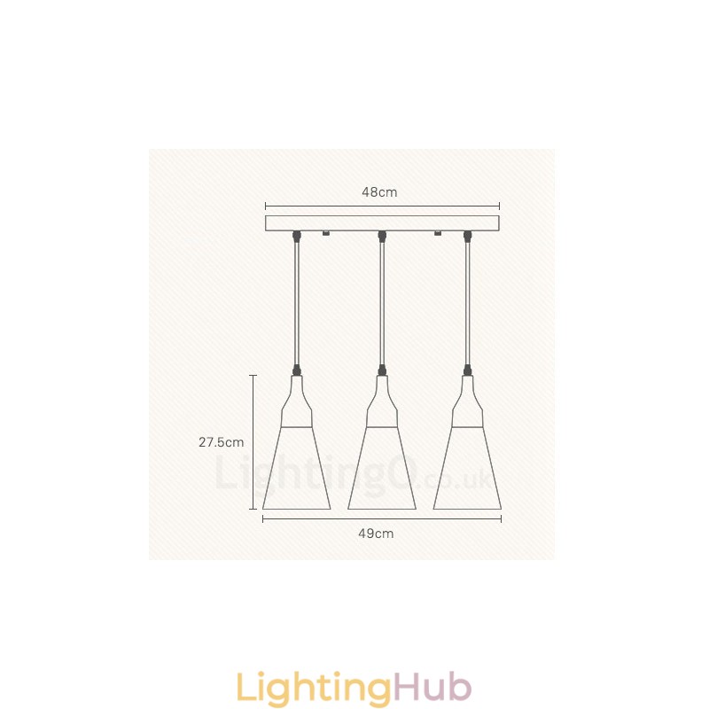 3 Light Wood Modern Contemporary Pendant Light with Fabric Shade
