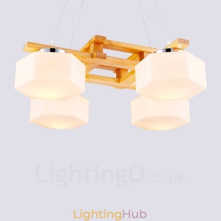 4 Light Wood Modern Contemporary Nordic style Pendant Light with Glass Shade 4 Light Wood Modern Contemporary Nordic style Pendant Light with Glass Shade